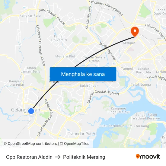 Opp Restoran Aladin to Politeknik Mersing map