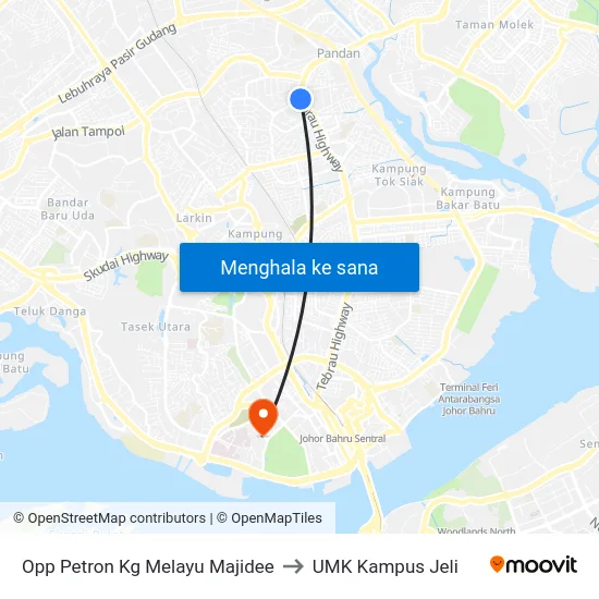 Opp Petron Kg Melayu Majidee to UMK Kampus Jeli map