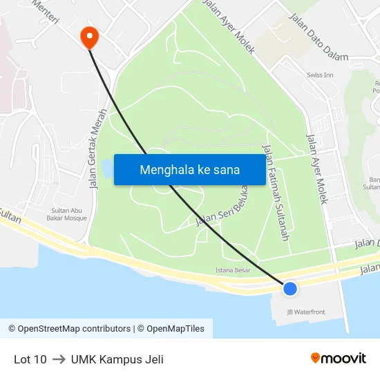 Lot 10 to UMK Kampus Jeli map