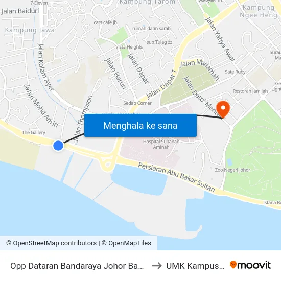 Opp Dataran Bandaraya Johor Bahru / Sri to UMK Kampus Jeli map