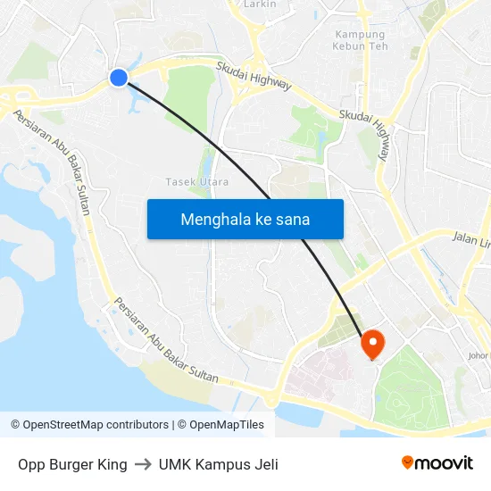Opp Burger King to UMK Kampus Jeli map