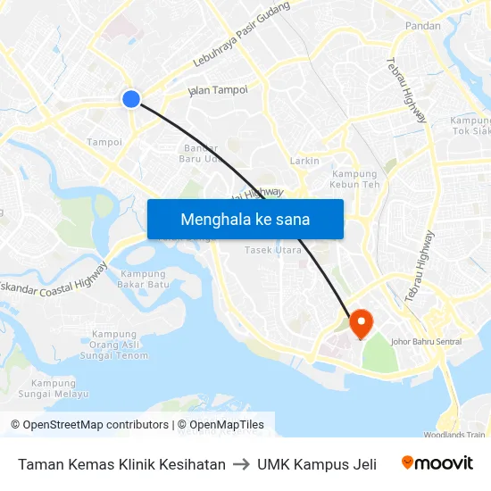 Taman Kemas Klinik Kesihatan to UMK Kampus Jeli map