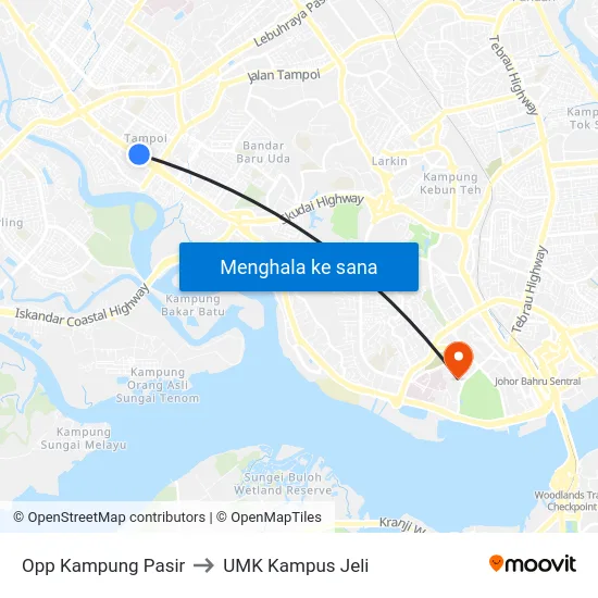 Opp Kampung Pasir to UMK Kampus Jeli map