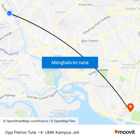 Opp Petron Tuta to UMK Kampus Jeli map