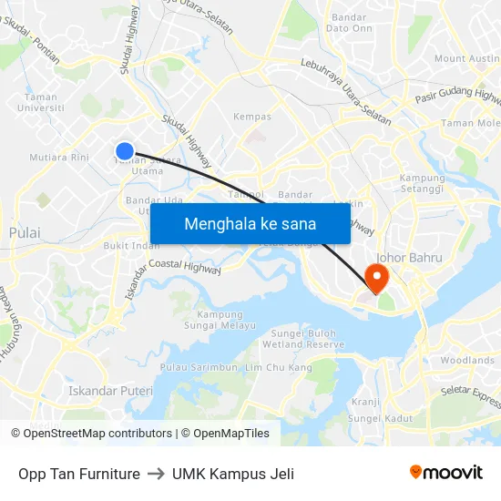 Opp Tan Furniture to UMK Kampus Jeli map