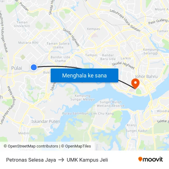 Petronas Selesa Jaya to UMK Kampus Jeli map