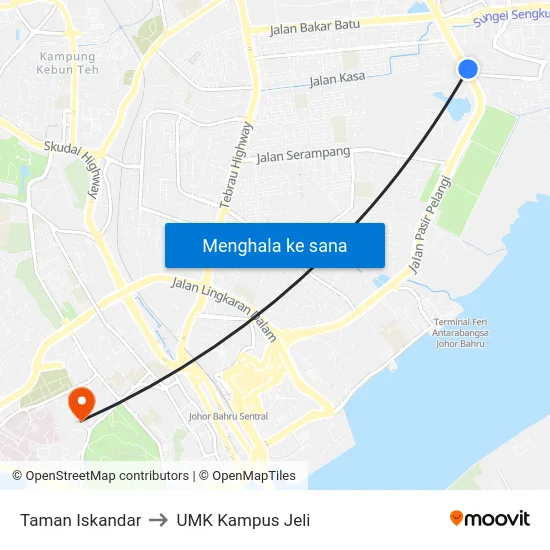 Taman Iskandar to UMK Kampus Jeli map
