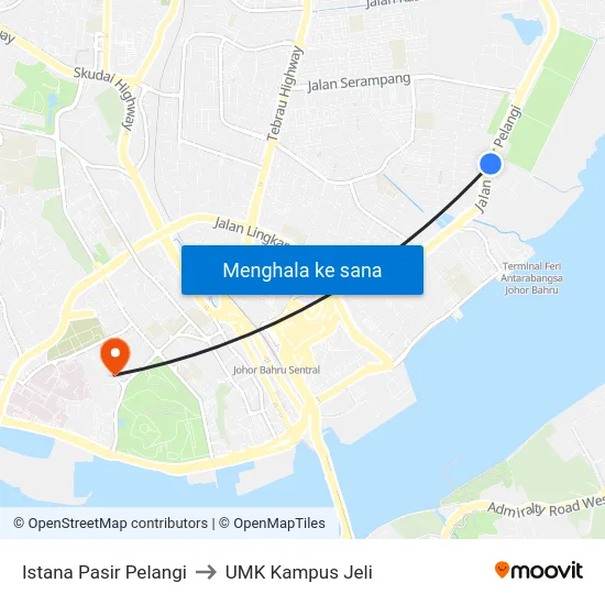Istana Pasir Pelangi to UMK Kampus Jeli map