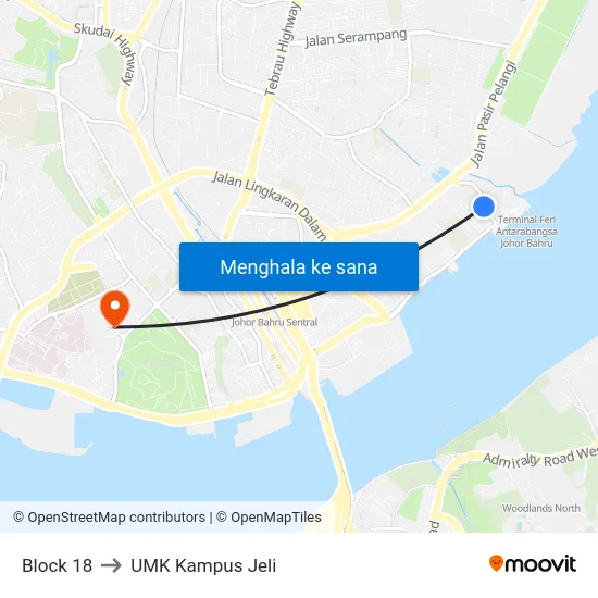 Block 18 to UMK Kampus Jeli map