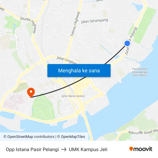 Opp Istana Pasir Pelangi to UMK Kampus Jeli map