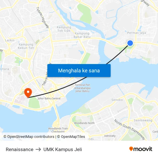 Renaissance to UMK Kampus Jeli map