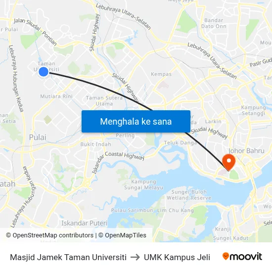 Masjid Jamek Taman Universiti to UMK Kampus Jeli map