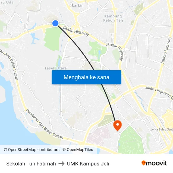 Sekolah Tun Fatimah to UMK Kampus Jeli map