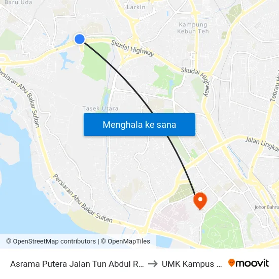 Asrama Putera Jalan Tun Abdul Razak to UMK Kampus Jeli map