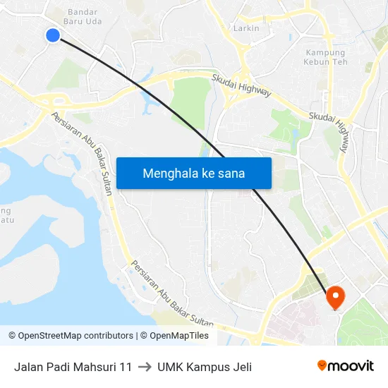 Jalan Padi Mahsuri 11 to UMK Kampus Jeli map