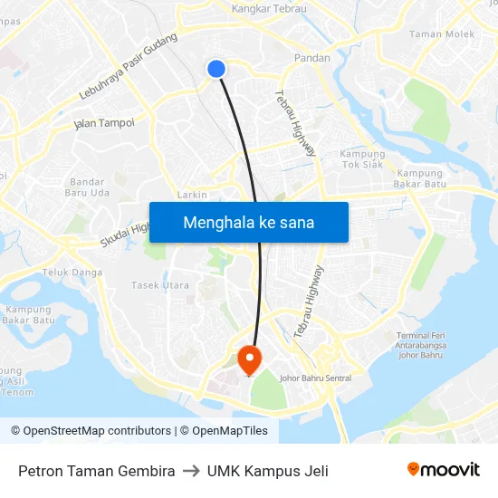 Petron Taman Gembira to UMK Kampus Jeli map