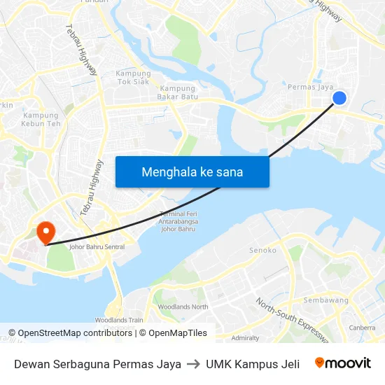 Dewan Serbaguna Permas Jaya to UMK Kampus Jeli map