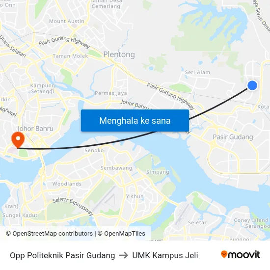 Opp Politeknik Pasir Gudang to UMK Kampus Jeli map