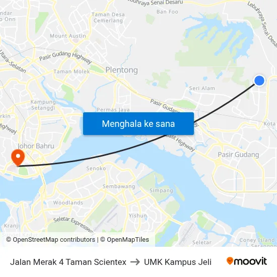 Jalan Merak 4 Taman Scientex to UMK Kampus Jeli map