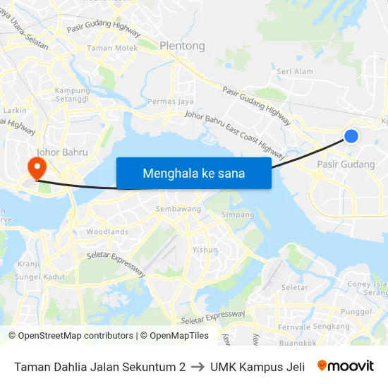 Taman Dahlia Jalan Sekuntum 2 to UMK Kampus Jeli map