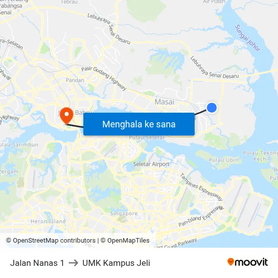 Jalan Nanas 1 to UMK Kampus Jeli map