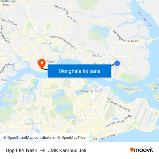 Opp E&Y Nazir to UMK Kampus Jeli map