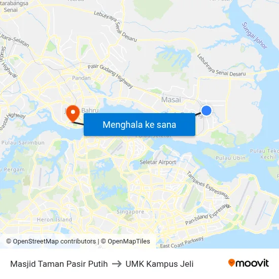 Masjid Taman Pasir Putih to UMK Kampus Jeli map
