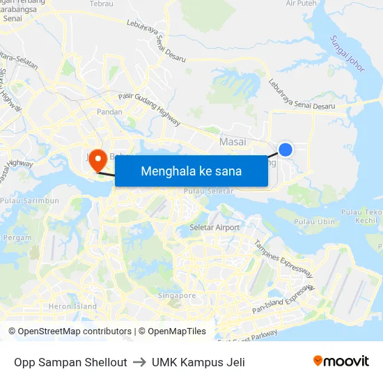 Opp Sampan Shellout to UMK Kampus Jeli map