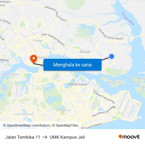 Jalan Tembika 11 to UMK Kampus Jeli map