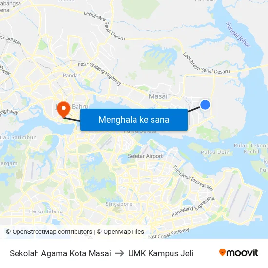 Sekolah Agama Kota Masai to UMK Kampus Jeli map