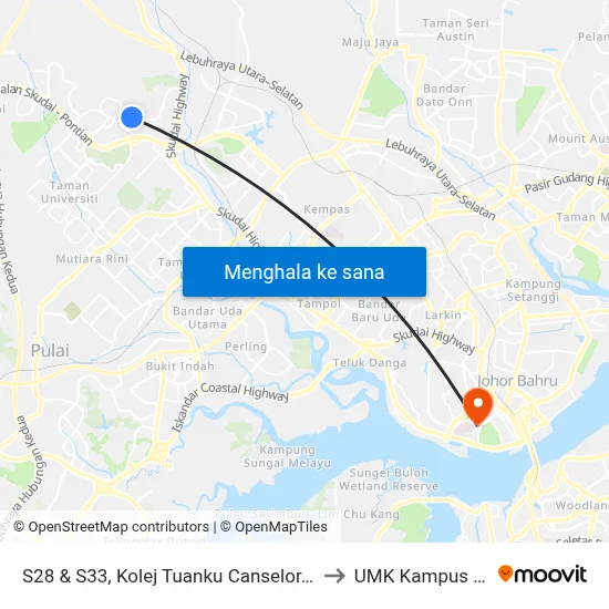 S28 & S33, Kolej Tuanku Canselor, Utm to UMK Kampus Jeli map