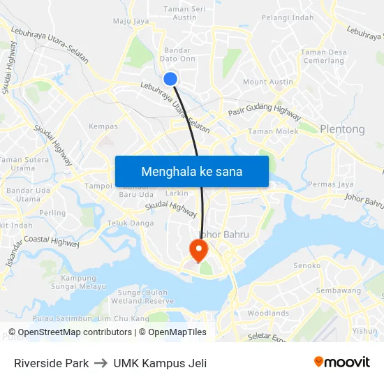 Riverside Park to UMK Kampus Jeli map