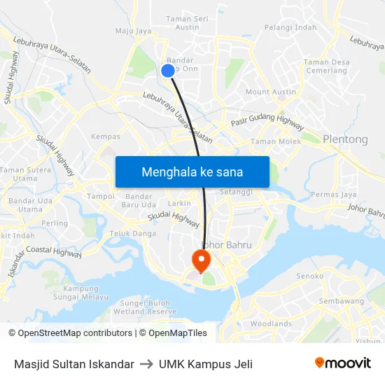 Masjid Sultan Iskandar to UMK Kampus Jeli map