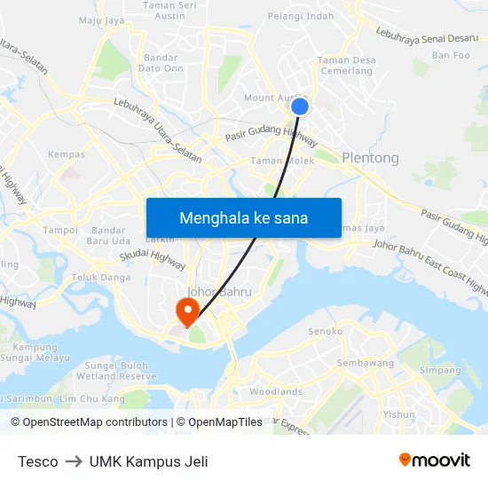 Tesco to UMK Kampus Jeli map