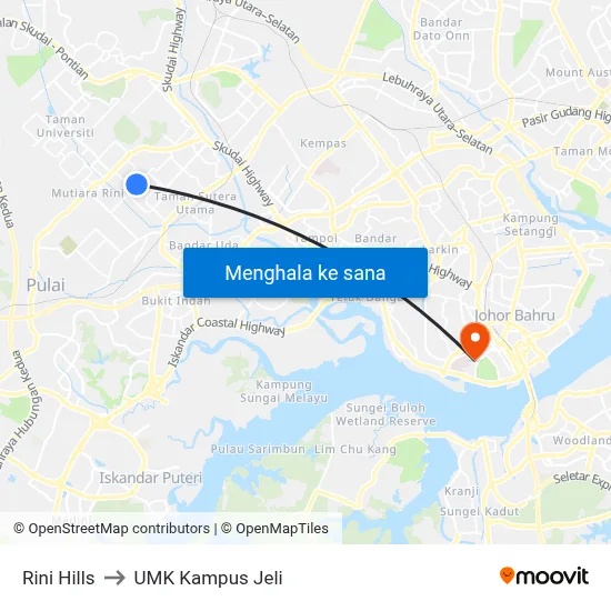 Rini Hills to UMK Kampus Jeli map