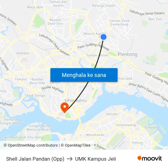 Shell Jalan Pandan (Opp) to UMK Kampus Jeli map
