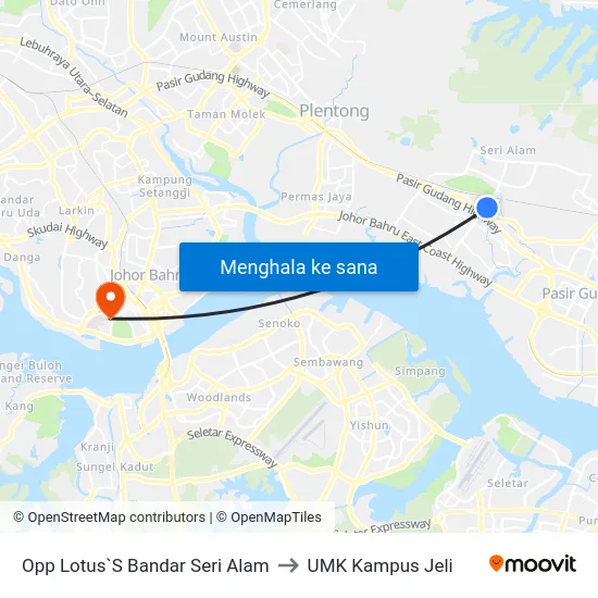 Opp Lotus`S Bandar Seri Alam to UMK Kampus Jeli map