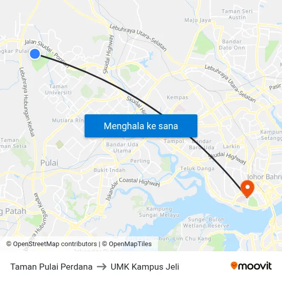 Taman Pulai Perdana to UMK Kampus Jeli map