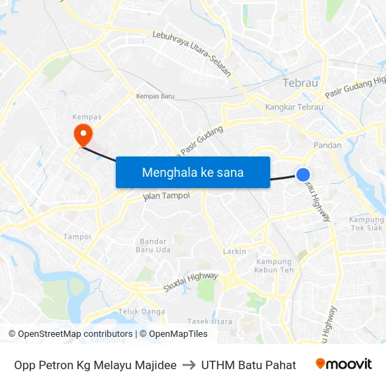 Opp Petron Kg Melayu Majidee to UTHM Batu Pahat map