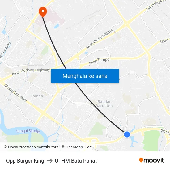 Opp Burger King to UTHM Batu Pahat map