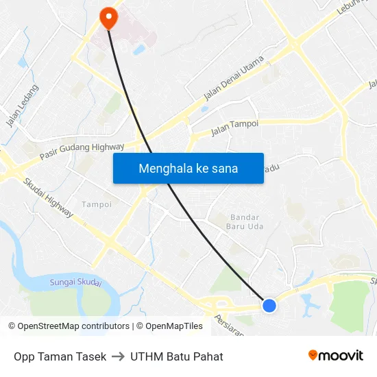 Opp Taman Tasek to UTHM Batu Pahat map