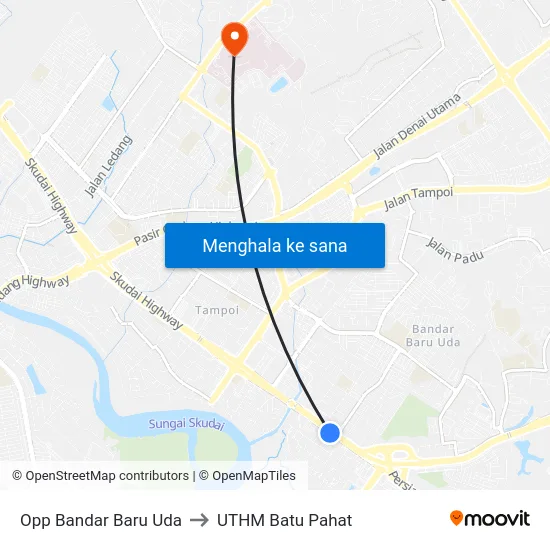 Opp Bandar Baru Uda to UTHM Batu Pahat map