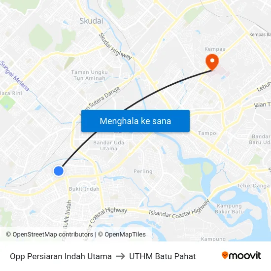 Opp Persiaran Indah Utama to UTHM Batu Pahat map