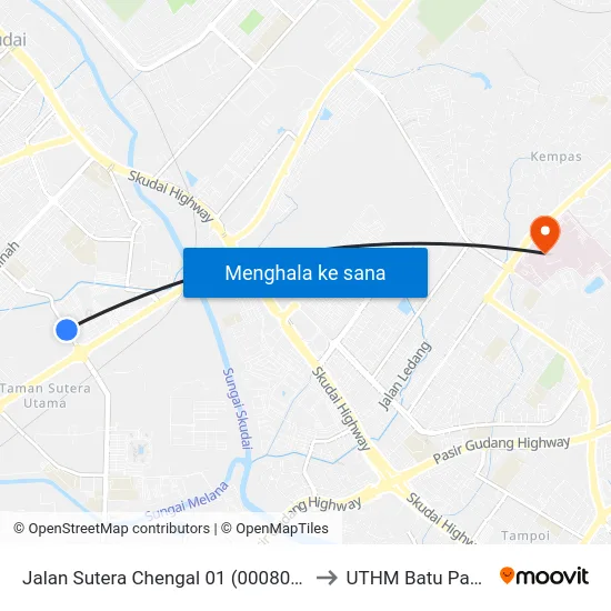 Jalan Sutera Chengal 01 (0008050) to UTHM Batu Pahat map