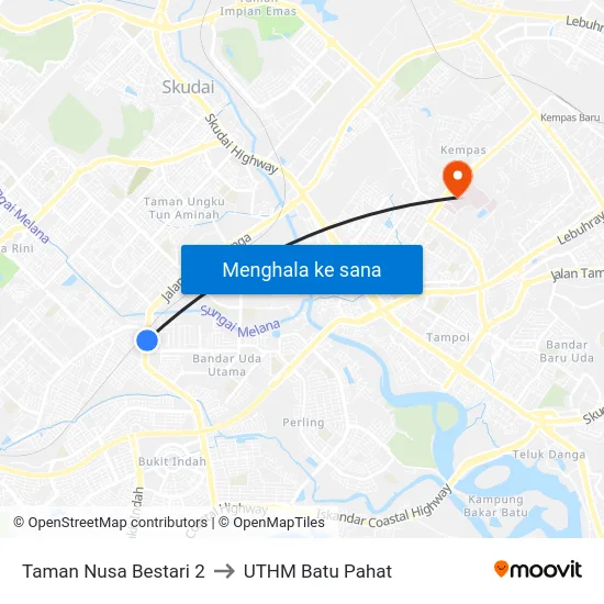 Taman Nusa Bestari 2 to UTHM Batu Pahat map