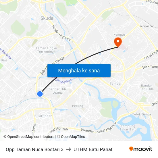 Opp Taman Nusa Bestari 3 to UTHM Batu Pahat map