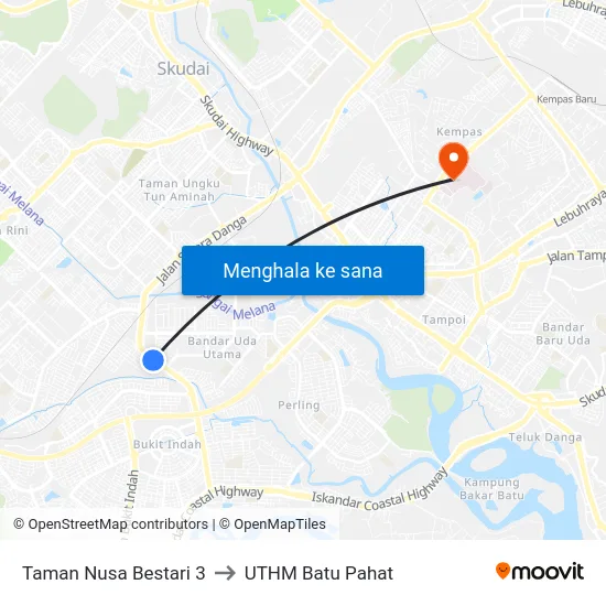 Taman Nusa Bestari 3 to UTHM Batu Pahat map