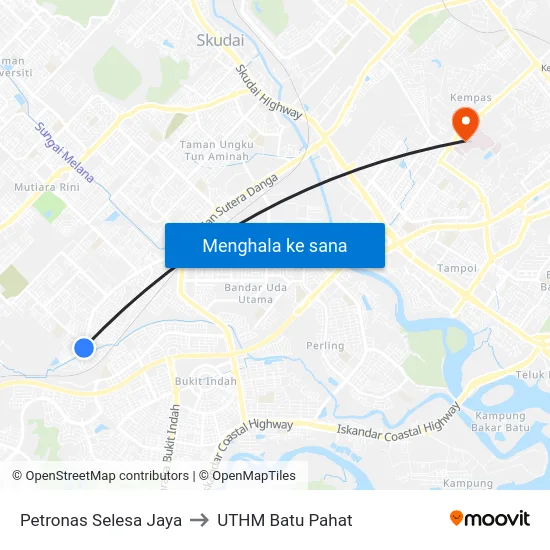 Petronas Selesa Jaya to UTHM Batu Pahat map