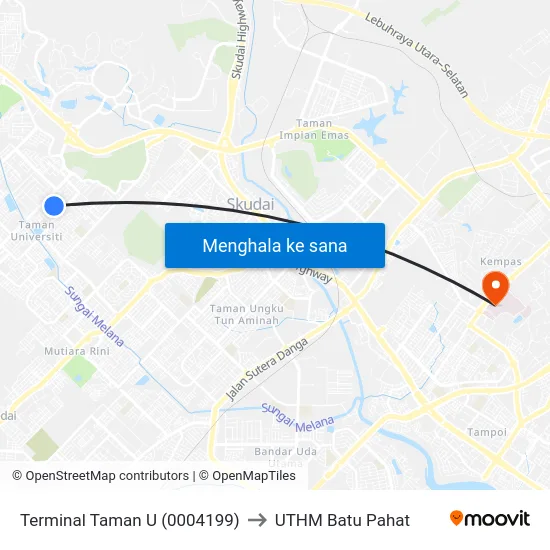 Terminal Taman U (0004199) to UTHM Batu Pahat map