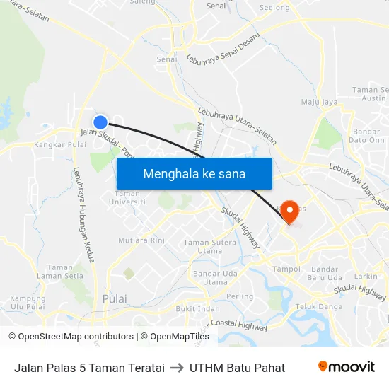 Jalan Palas 5 Taman Teratai to UTHM Batu Pahat map